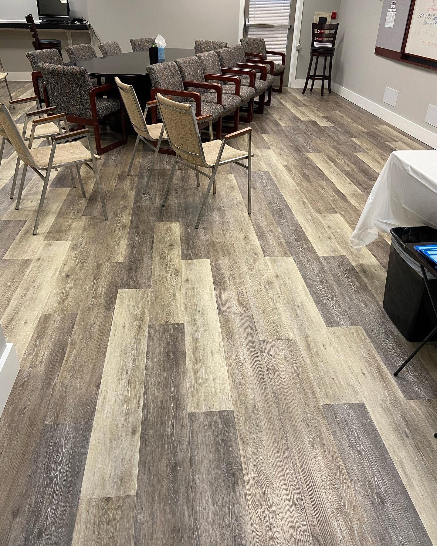 Modern living room with waterproof vinyl flooring